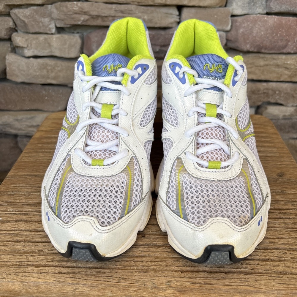 Ryka Women's Skylar  Stride Walking White W/ Blue Lime Accent Sneaker 8.5 Mesh - Picture 4 of 12
